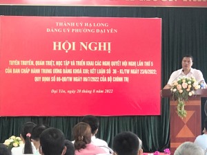 Đảng ủy phường Đại Yên tổ chức học tập, quán triệt triển khai các Nghị quyết hội nghị lần thứ 5 của BCH Trung ương Đảng Khóa XIII