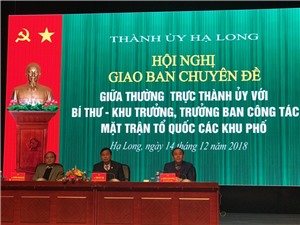 Hội nghị Giao ban giữa TT Thành ủy với Bí thư – Khu trưởng, Trưởng ban công tác mặt trận các khu phố năm 2018