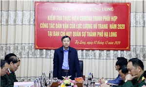 Kiểm tra việc thực hiện chương trình phối hợp công tác dân vận của lực lượng vũ trang tại Ban Chỉ huy Quân sự Thành phố